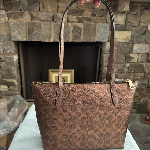 Coach Tan Signature Tote - Picture 3 of 5